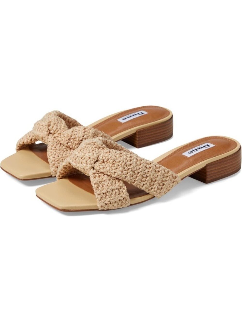 Dune London Laize Sandals Size 8 Natural Square Toe Knot Cottagecore Beach Boho
